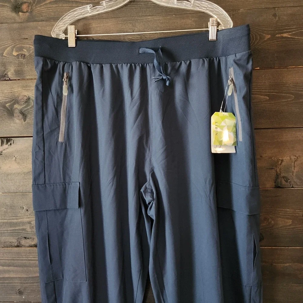 LIBIN‎ Cargo Jogger Pants 3XL Hiking UPF 50 Quick Dry Waterproof Navy Blue NWT